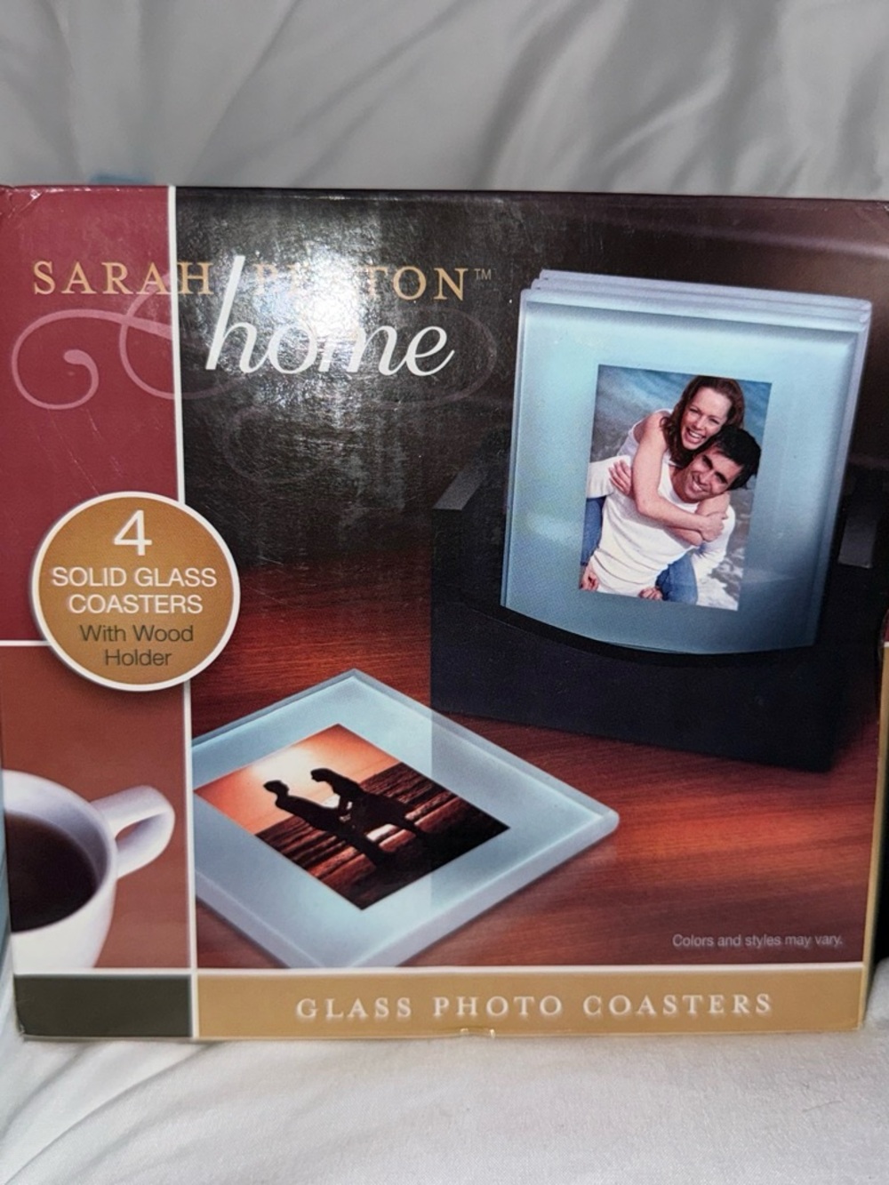 Frosted Blue Glass Photo Coasters - Set of 4